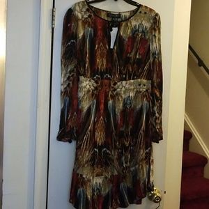 Context multi color long sleeve dress
